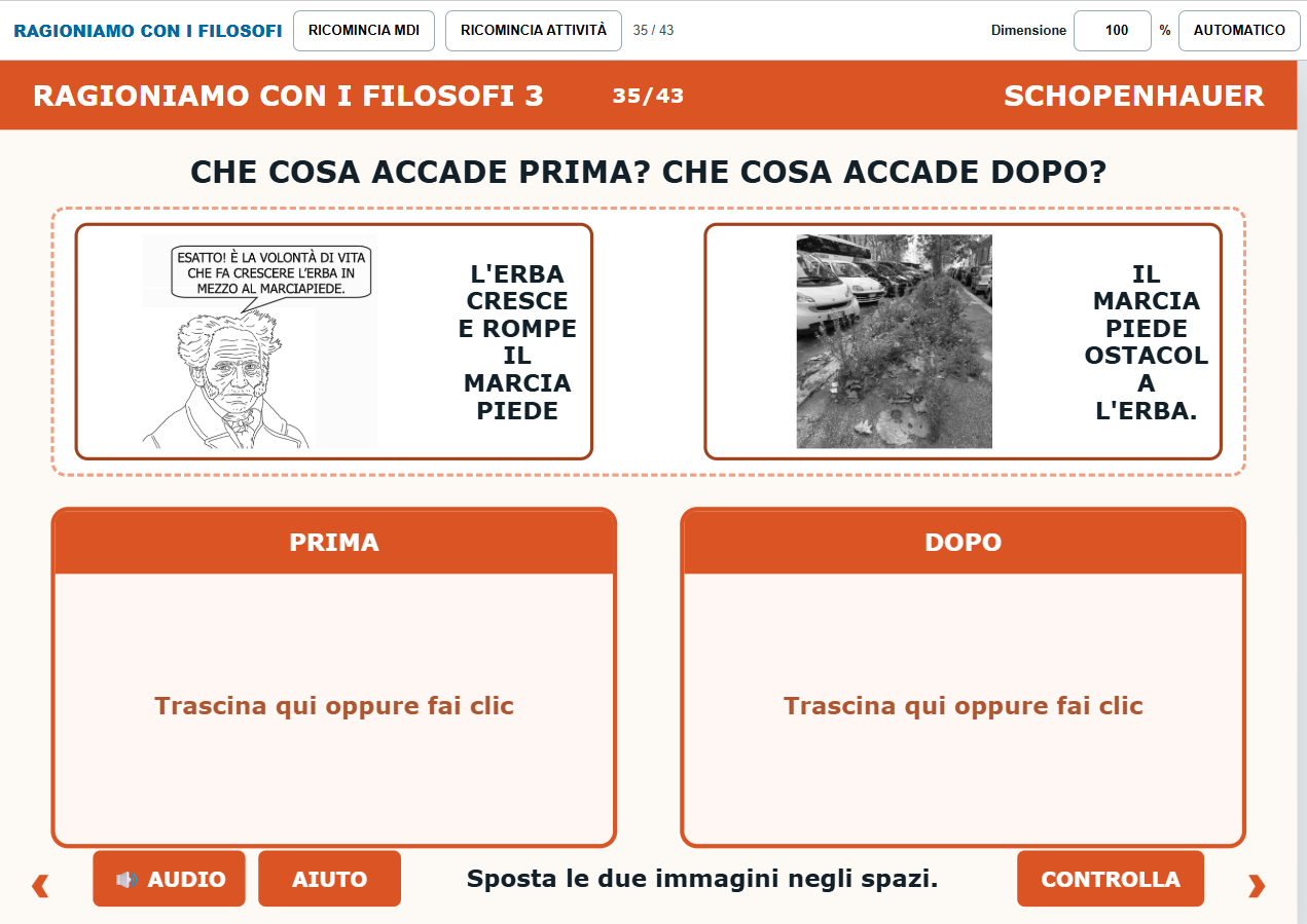 Schermata del Percorso Interattivo di Filosofi 3